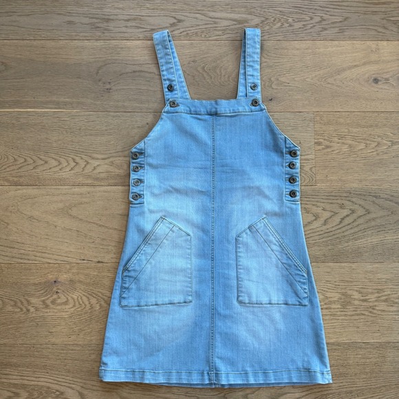 Celebrity Pink Womens Denim Pinafore Dress Light Wash Blue Mini Overall M - Picture 10 of 10